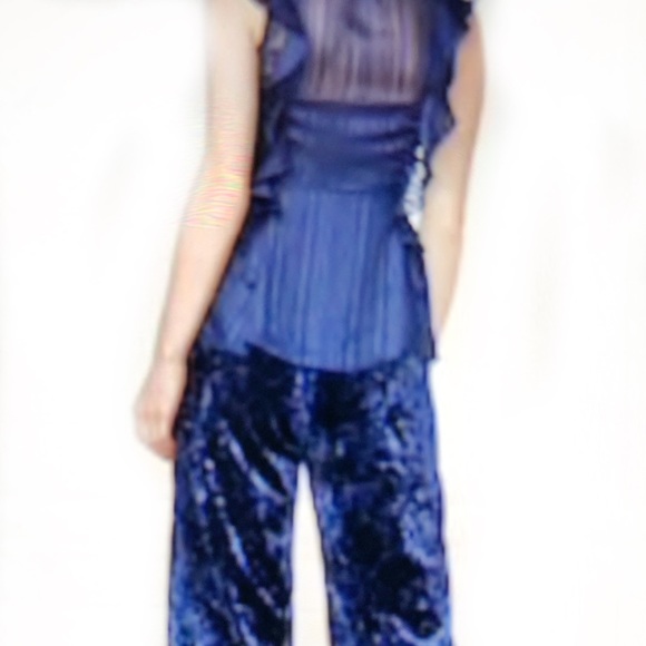 NWT LC Lauren Conrad Wide-Leg Velvet Crop Pants - Picture 2 of 2